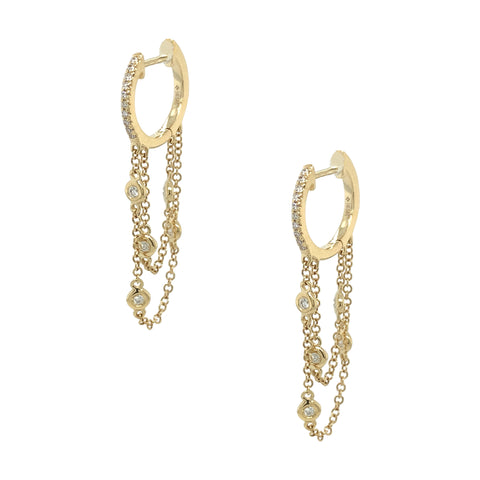 Double Huggie Diamond Chain Earrings – 770 Fine Jewelry