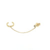 Diamond Stud With Cuff On Chain Pierced Earring  14K Yellow Gold 0.05 Diamond Carat Weight 1.5" Chain 