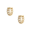 Pave Diamond Chain Huggies Pierced Earrings  14K Yellow Gold 0.18 Diamond Carat Weight 0.45" Diameter