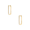 Pave Diamond Rectangle Hoop Pierced Earrings  14K Yellow Gold 0.12 Diamond Carat Weight 0.75" Long X 0.50" Wide