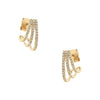 Pave Diamond 3 Curved Bar Huggie Pierced Earrings  14K Yellow Gold 0.23 Diamond Carat Weight 0.52" Long X 0.26" Wide