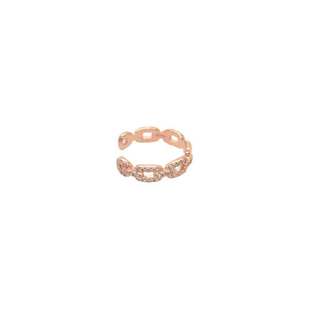 Diamond Pave Link Ear Cuff   14K Rose Gold 0.07 Diamond Carat Weight 0.12" Thick Sold as a single