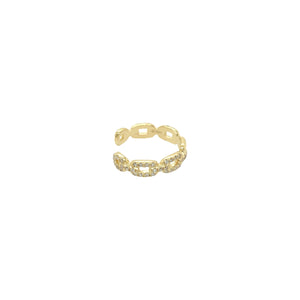 14K Gold Diamond Pave Link Ear Cuff  14K Yellow Gold 0.07 Diamond Carat Weight 0.12" Thick Sold as a single  