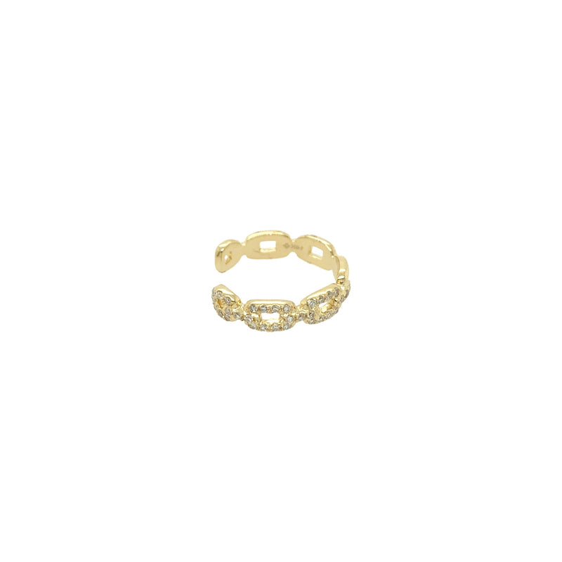 14K Gold Diamond Pave Link Ear Cuff  14K Yellow Gold 0.07 Diamond Carat Weight 0.12" Thick Sold as a single  