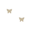 Diamond Butterfly Stud Pierced Earrings  14K Yellow Gold 0.3 Diamond Carat Weight Butterfly: 0.30" Diameter