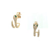 Diamond Snake with Emerald Eyes Huggie Pierced Earrings  14K Yellow Gold 0.22 Diamond Carat Weight 0.04 Emerald Carat Weight  0.47" Long X 0.21" Wide