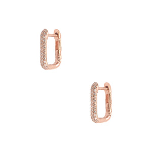 14K Rose Gold Diamond Pave Rectangle Pierced Hoop Earrings  14K Rose Gold 0.20 Diamond Carat Weight 0.50 Inches Long X 0.40 Inches Wide