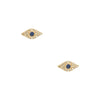 Pave Diamond & Sapphire Evil Eye Stud Earrings  14k Yellow Gold 0.05 Diamond Carat Weight 0.05 Blue Sapphire Carat Weight 0.14" High x 0.28" Wide