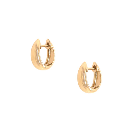 Gold Domed Huggie Earrings  14K Yellow Gold 0.36" Diameter 0.13" Width Pierced