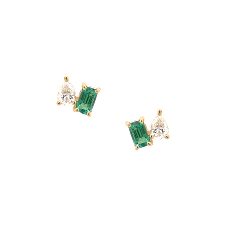 Diamond & Emerald Stud Earrings