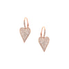 Pave Diamond Heart Pierced Earrings  14K Rose Gold 0.32 Diamond Carat Weight 0.78 inch Length X 0.34 inch Width