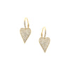 Pave Diamond Heart Pierced Earrings  14K Yellow Gold 0.32 Diamond Carat Weight 0.78 inch Length X 0.34 inch Width