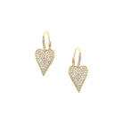 Pave Diamond Heart Pierced Earrings  14K Yellow Gold 0.32 Diamond Carat Weight 0.78 inch Length X 0.34 inch Width