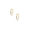 14K Gold & Pave Diamond Bypass Small Hoop Earrings 14K Yellow Gold 0.10 Diamond Carat Weight 0.76” Diameter 0.14” Width Pierced