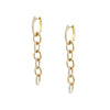 Diamond Chain Drop Huggie Earrings  14K Yellow Gold  1.78" Length x 0.24" Width  Pierced