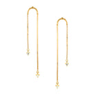 Diamond Double Dangle Chain Pierced Earrings    14K Yellow Gold  0.18 Diamond Carat Weight  2.14" Length X 0.32" Width