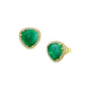 Emerald & Pave Diamond Triangle Stud Pierced Earrings  14K Yellow Gold 1.49 Emerald Carat Weight 0.12 Diamond Carat Weight 0.38" Length X 0.39" Width