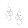 Pave CZ Organic Open Shape Chandelier Pierced Earrings  White Gold Plated over Silver