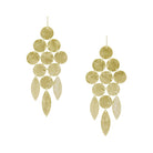 Brushed Gold Grapevine Chandelier Pierced Earrings  Yellow Gold Plated 4.5" Long X 1.88" Wide