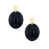 Link Ebony Wood Oval Earrings  Yellow Gold Plated Over Silver 3.18" Length X 1.97" Width