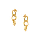 Triple Link Pierced Earrings  Yellow Gold Plated over Silver 1.6" Long X 0.6" Wide