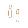 Gold & Black Detailed Flat Oval Hoop Earrings   Oxidized & Yellow Gold Plated  Cubic Zirconia 1.60" Diameter 0.42" Width Pierced