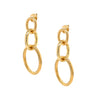 Triple Oval Link Drop Pierced Earrings  Yellow Gold Plated Over Silver 2.0" Long X 0.93" Wide Interchangeable links