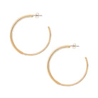 Double Multi Width Hoop Pierced Earrings  Yellow Gold Plated 2" Diameter