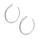Double Multi Width Hoop Pierced Earrings  White Gold Plated 2" Diameter