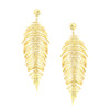 Gold Leaf Statement Earrings   Yellow Gold Plated 3.5" Length X 1.5" Width Pierced