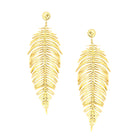 Gold Leaf Statement Earrings   Yellow Gold Plated 3.5" Length X 1.5" Width Pierced