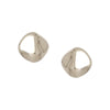 Organic Pebble Stud Earrings  White Gold Plated 1.34" Diameter  