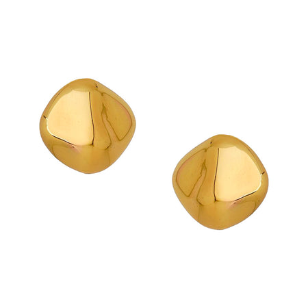 Organic Gold Pebble Earrings  Yellow Gold Plated 1.34" Diameter