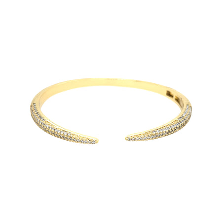 CZ Open Cuff Bangle Bracelet  Yellow Gold Plated 2.24" Long X 2.02" Wide 0.20" Thick