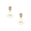 Pearl Drop Earrings with Faux Diamond Studs  Yellow Gold Plated  Cubic Zirconia  0.85" Length X 0.55" Width  Pierced 