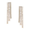Baguette & Round CZ Linear Pierced Earrings  Yellow Gold Plated 2.25" Long X 0.60" Wide