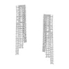 Baguette & Round CZ Linear Pierced Earrings  White Gold Plated 2.25" Long X 0.60" Wide
