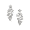 White Gold Plated CZ Flower Cluster Drop Pierced Earrings  White Gold Plated 2.15" Long X 0.85" Wide