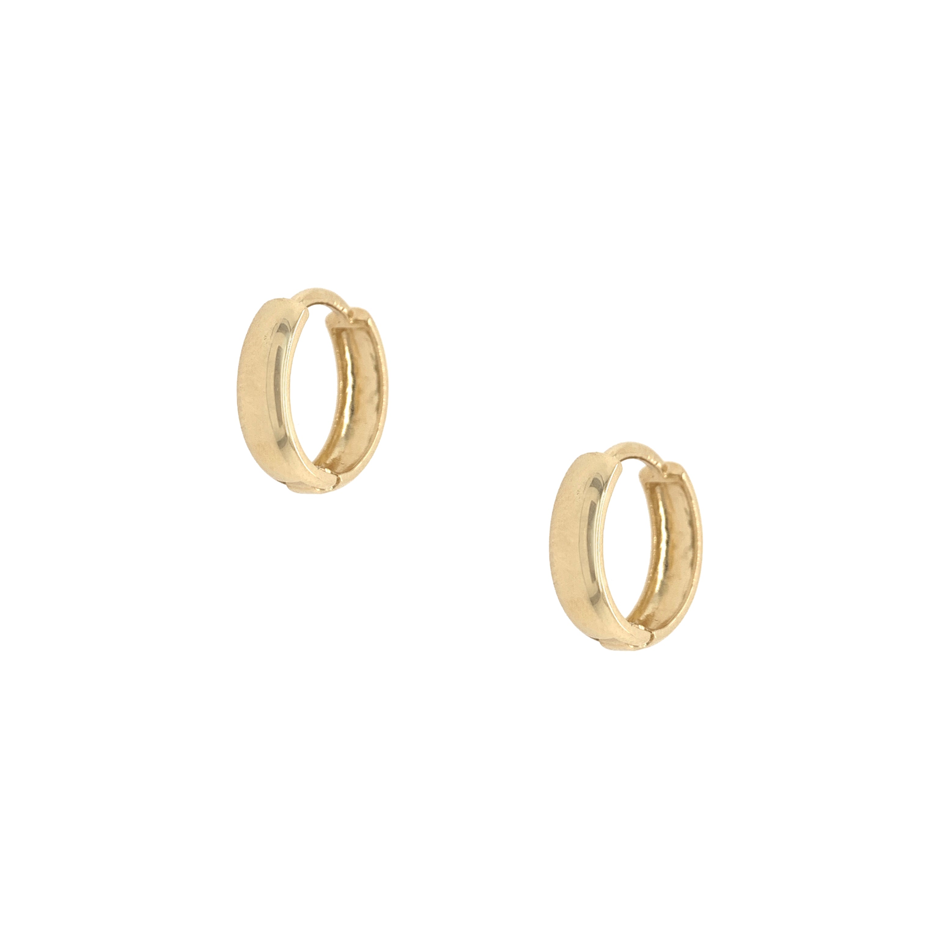 Plain Thick Huggie Pierced Earrings  14K Yellow Gold 0.47" Diameter 0.13" Thick