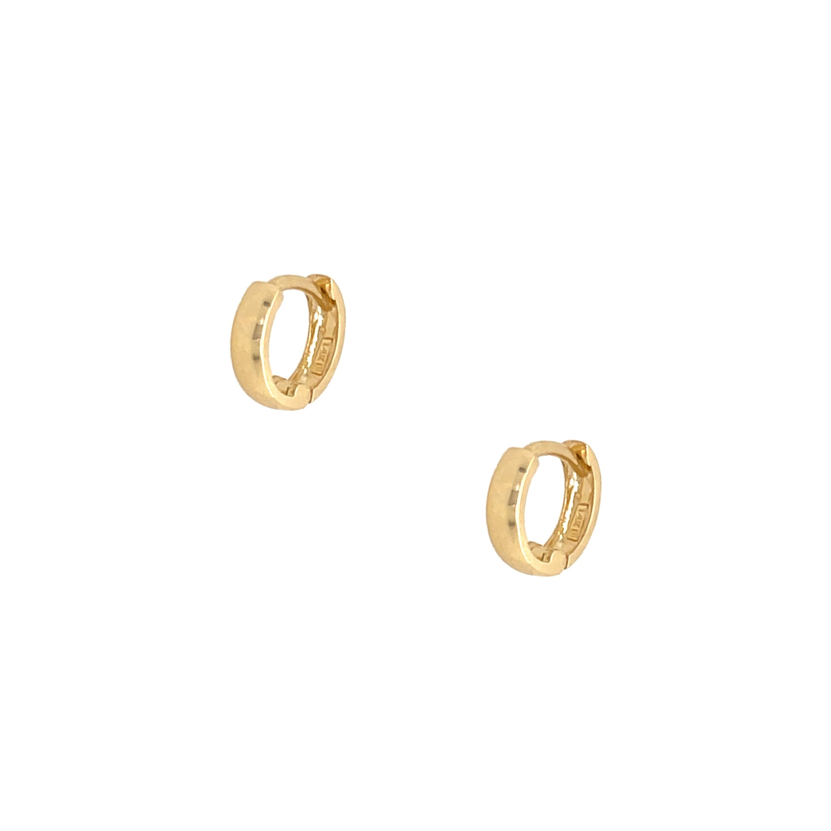 Plain Huggie Pierced Earrings  14K Yellow Gold 0.35" Diameter 0.09" Thick