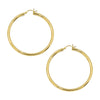 Medium Hoop Pierced Earrings  Yellow Gold Plated Over Silver 2" Diameter 3MM Thick