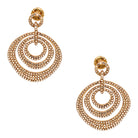 Yellow Gold Open Circles Crystal Pierced Earrings Yellow Gold Plated Hand Set Crystals 2.00" Long X 1.54" Wide