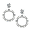 Multi Shape Crystal Open Circle Drop Earrings  White Gold Plated Cubic Zirconia 2.88” Length X 2.0” Width Pierced