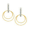 Vertical Crystal Bar Earrings with Double Drop Gold Hoops  Yellow Gold Plated Cubic Zirconia 3.25” Length X 2.15” Width Pierced