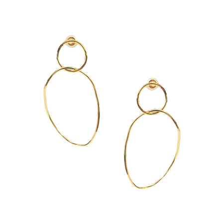 Open Twist Abstract Pierced Earrings  Yellow Gold Plated 3.0" Long X 1.5" Wide