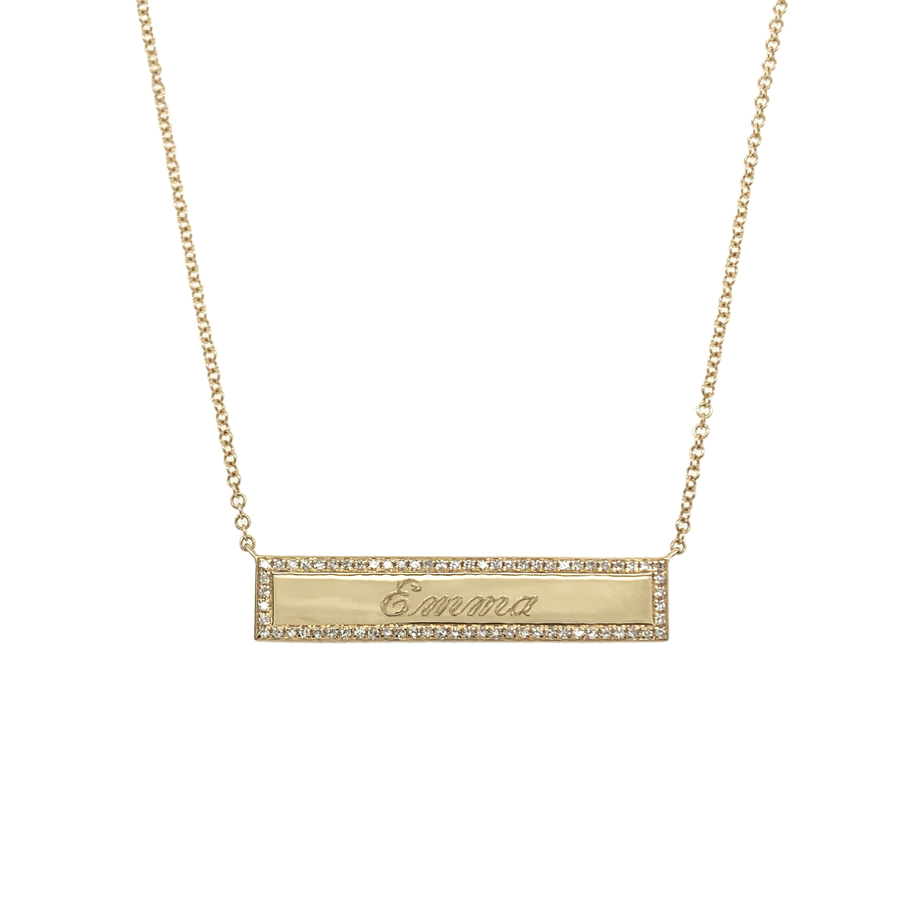 Thin Diamond Bar Necklace in 14K Gold - Mini
