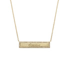 Gold Bar with Pave Diamond Border  14K Yellow Gold 0.15 Diamond Carat Weight Chain: 16-18" Length Bar:  1.18" Length X 0.20" Width Custom Engraving Optional    As worn by Hoda Kotb on The Today Show.  If adding engraving, please allow an additional 2-3 weeks for shipping.