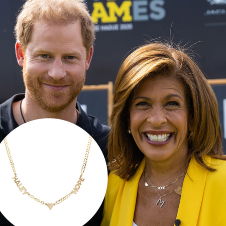 Haley Hope Necklace  14K Yellow Gold 16-18" Length Personalized name necklace  White gold option available Maximum characters: 12 Special order only; ships within 3-4 weeks    As worn by Hoda Kotb on the Today Show. Hoda's customized "Haley Hope Necklace"