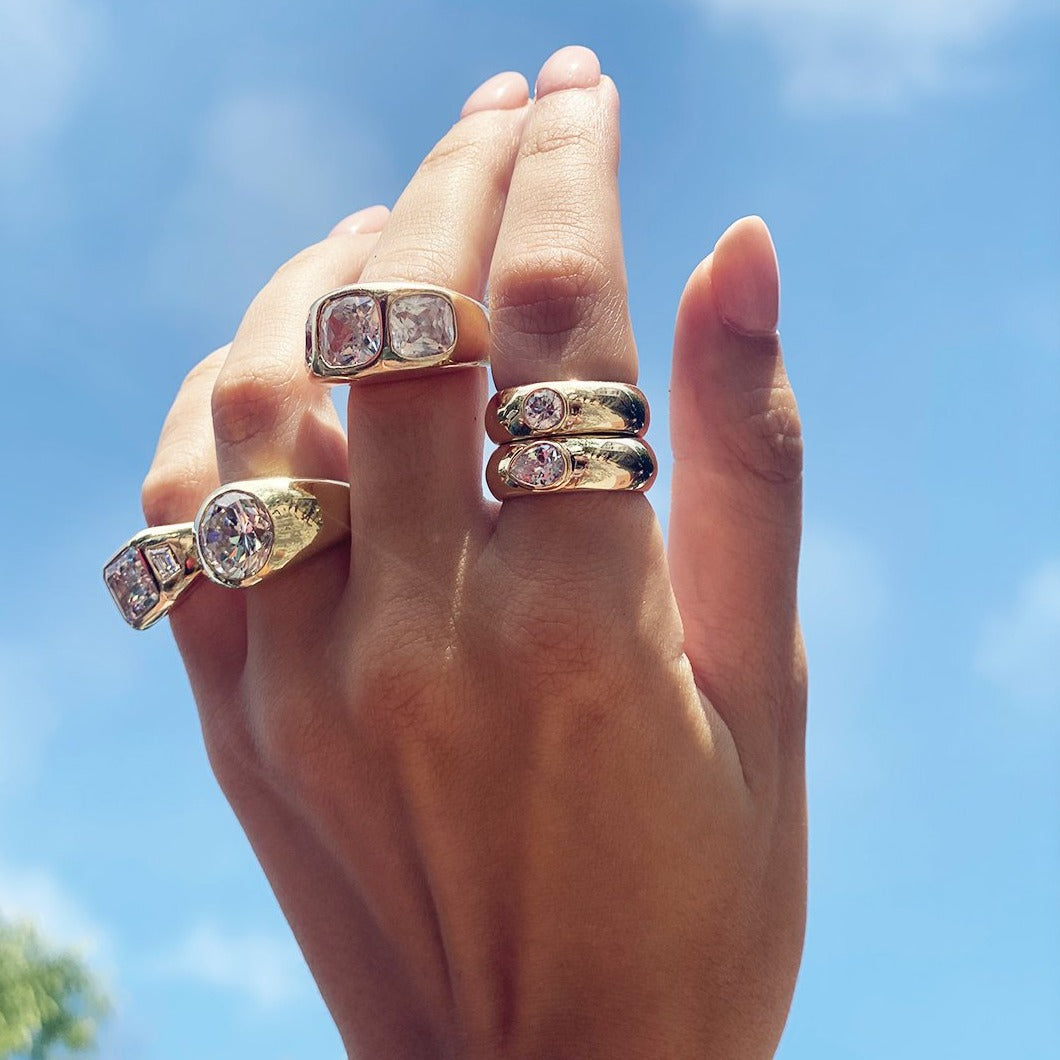 Gypsy ring collection displayed on woman's hand