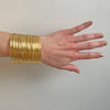 Open Wire Cuff Bracelet  14K Yellow Gold Plated 2.05" Height  2.30" Length x 2.20" Width Diameter 1.00" Opening  